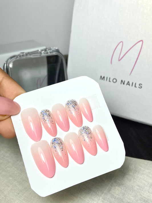 Pink ombre with glitter (24pcs)