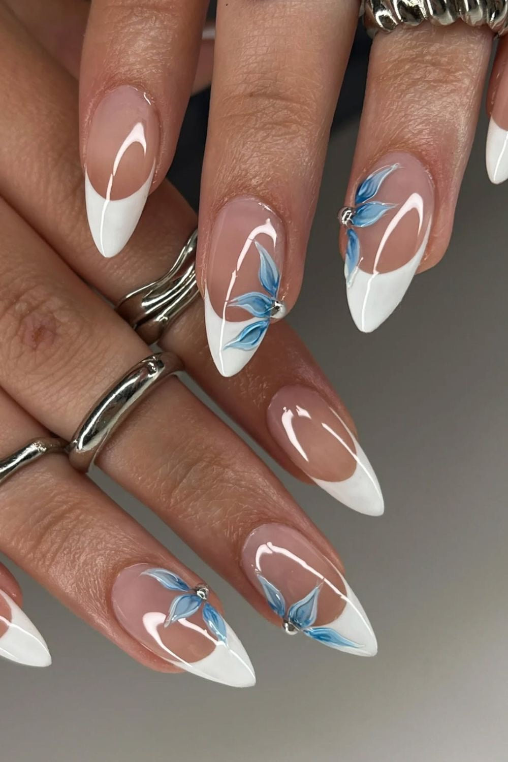 White french with flower