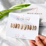 Ivory flower cateye nails - Handmade Press Ons