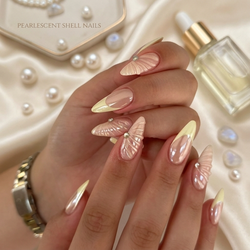 Yellow printed nails
