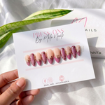 Rose gold cat eye nails - Handmade Press Ons