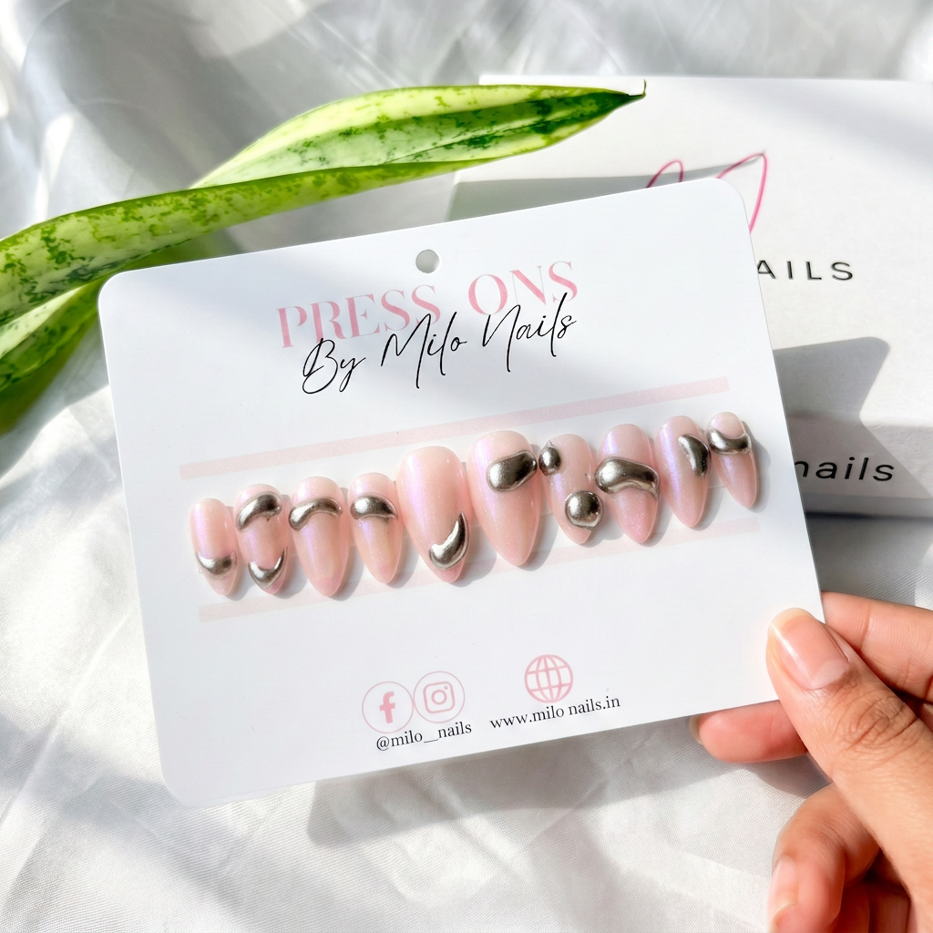 Metallic 3-d nails - Handmade Press Ons