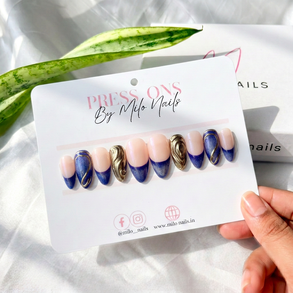 Purple aura metallic nails - Handmade Press Ons
