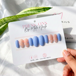 Light blue flower nails - Handmade Press Ons