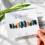 Olive green cross ombre nails - Handmade Press Ons