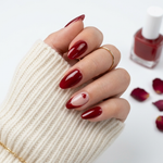 Maroon nails with frenchie - Handmade Press Ons
