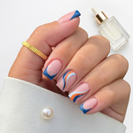 Light blue swirls and tips - Handmade Press Ons