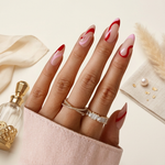 Red & pink swirl nails - Handmade Press Ons