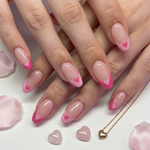 Pink tips + hearts - Handmade Press Ons