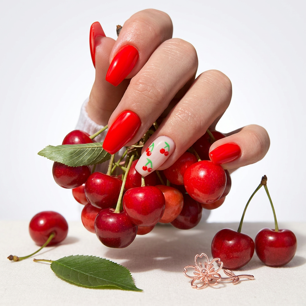 picnic red - Handmade Press Ons