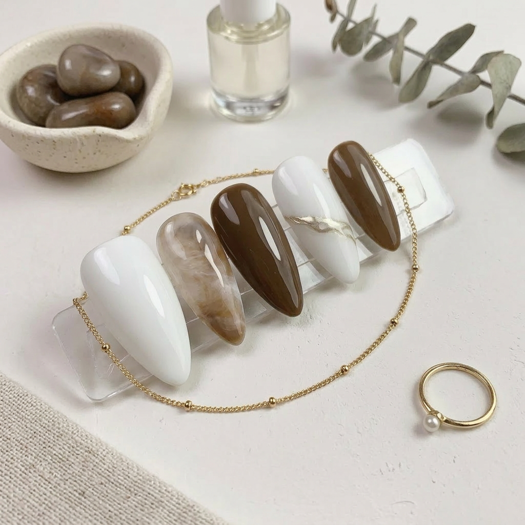 mocha quartz - Handmade Press Ons
