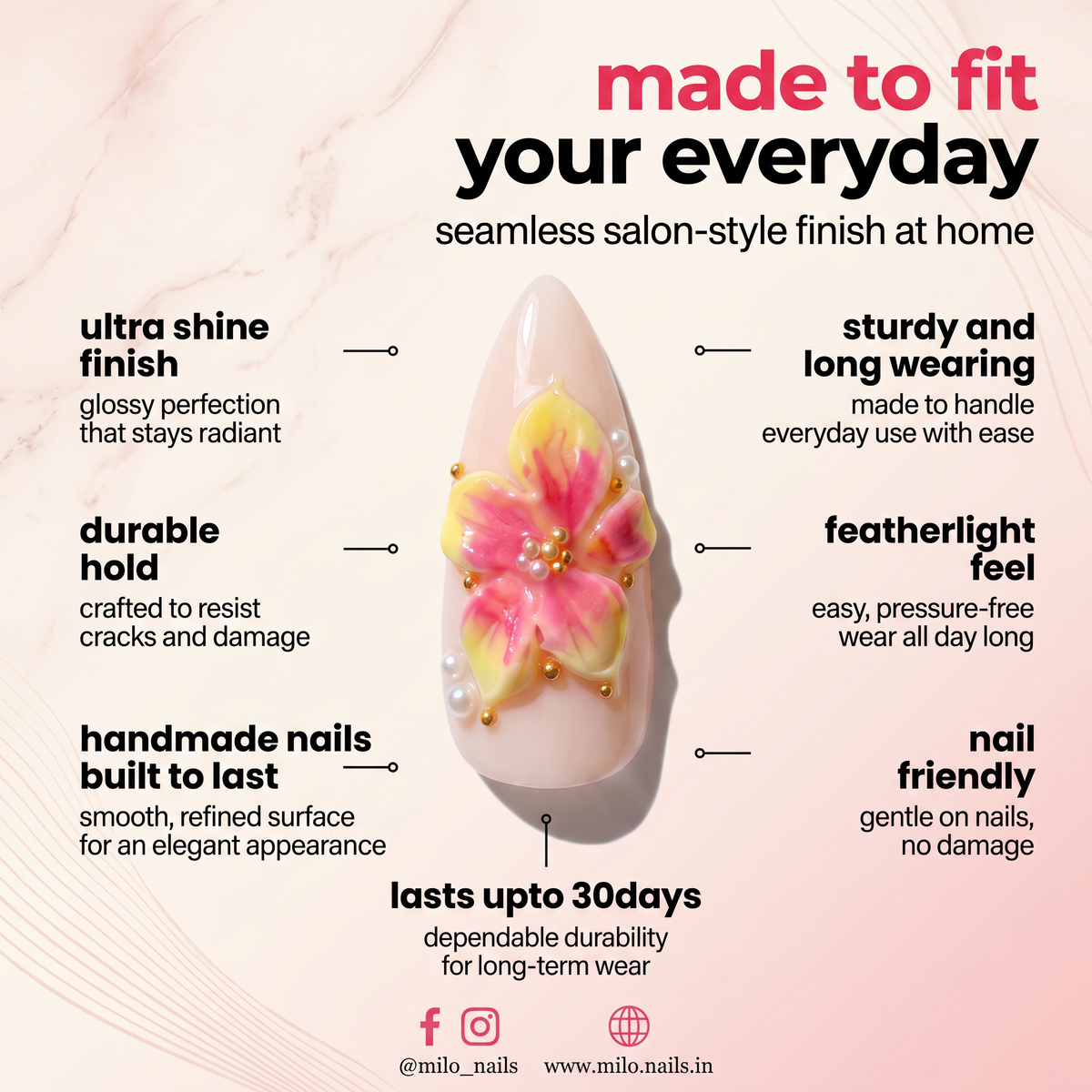 Milo Nails Celestial Aura press-on nails - made to fit your everyday, salon-style finish lasting up to 30 days