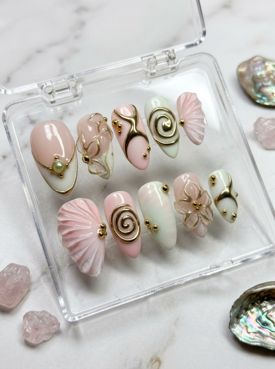 Pink chrome summer nails - Handmade Press Ons