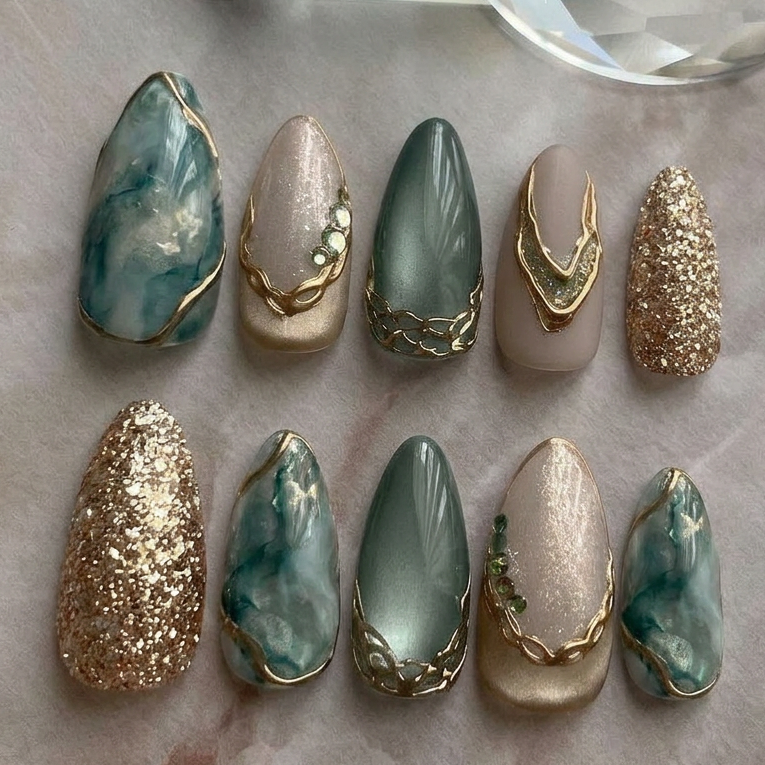 Turquoise elegant nails