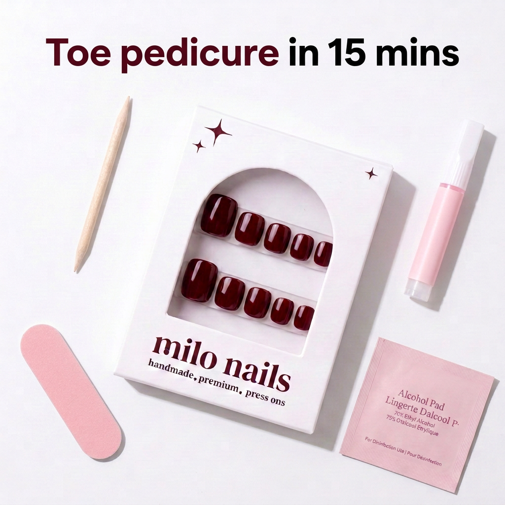 Maroon solid handmade Toe nails ( 12 pieces)