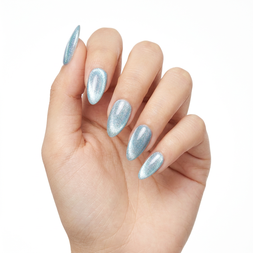 Blue cateye -Handmade Press Ons