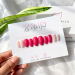 Hot pink-white swirls - Handmade Press Ons