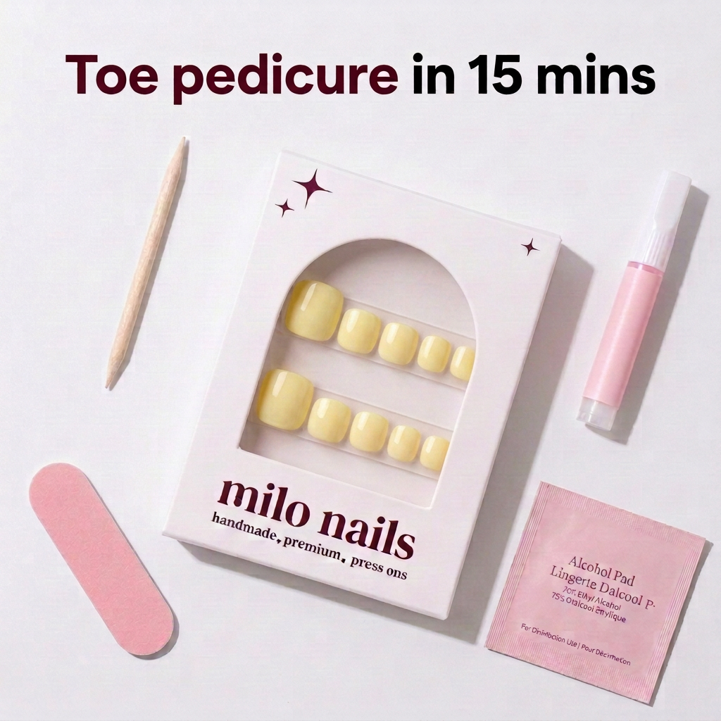 Butter yellowhandmade Toe nails (12 pieces)