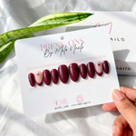 Maroon nails with frenchie - Handmade Press Ons