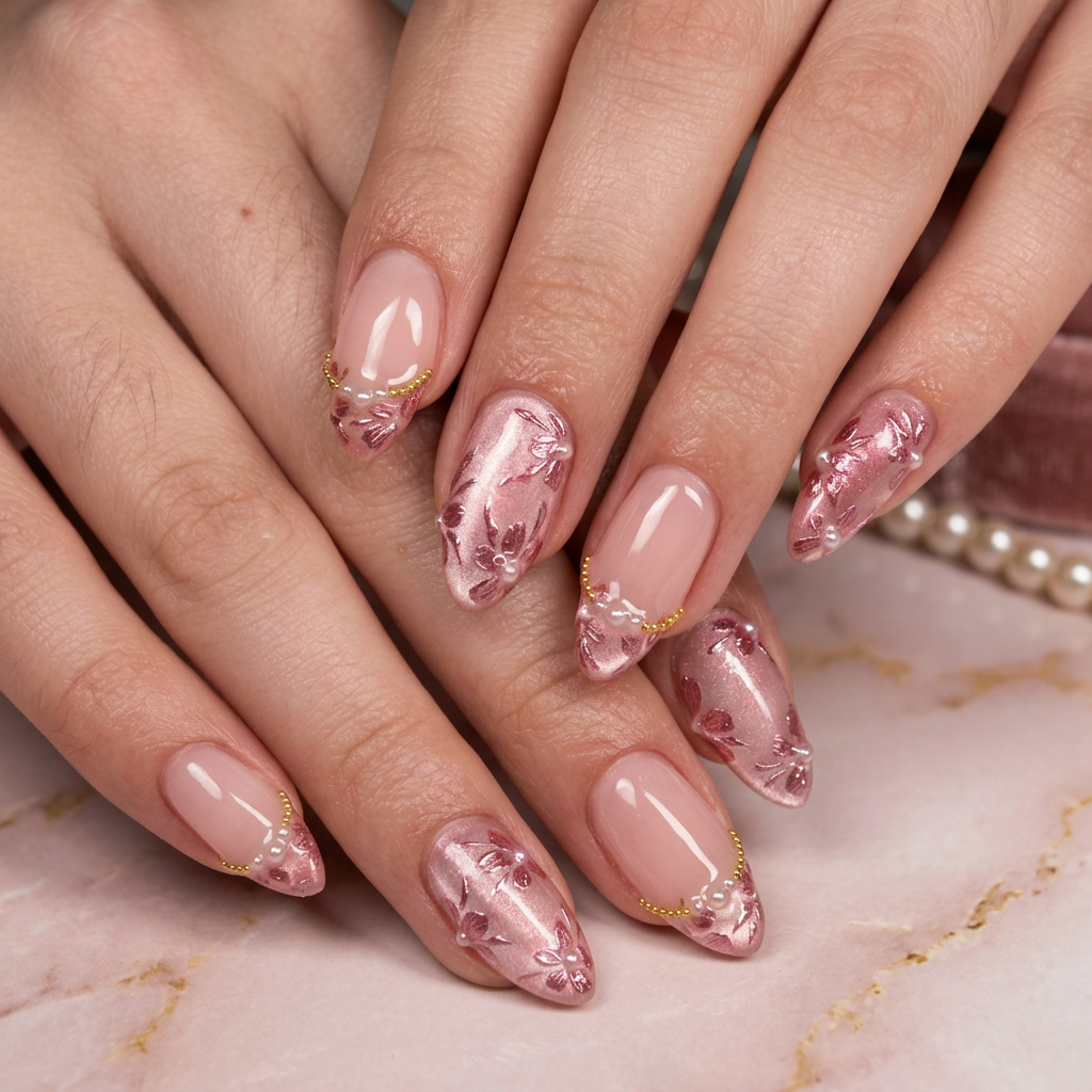 Pink glamour nails