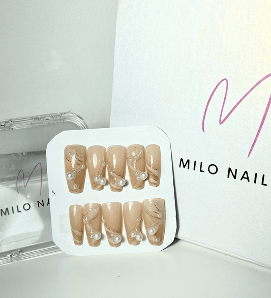 Pearl glitter nails (24 pcs)