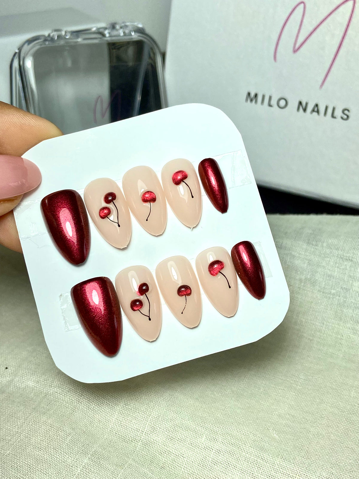 3-d cherry nails (24pcs)