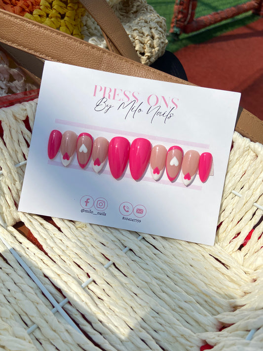 Pink+ white hearts