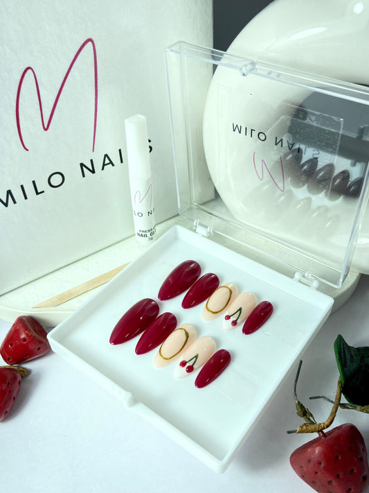 Cherry chrome nails