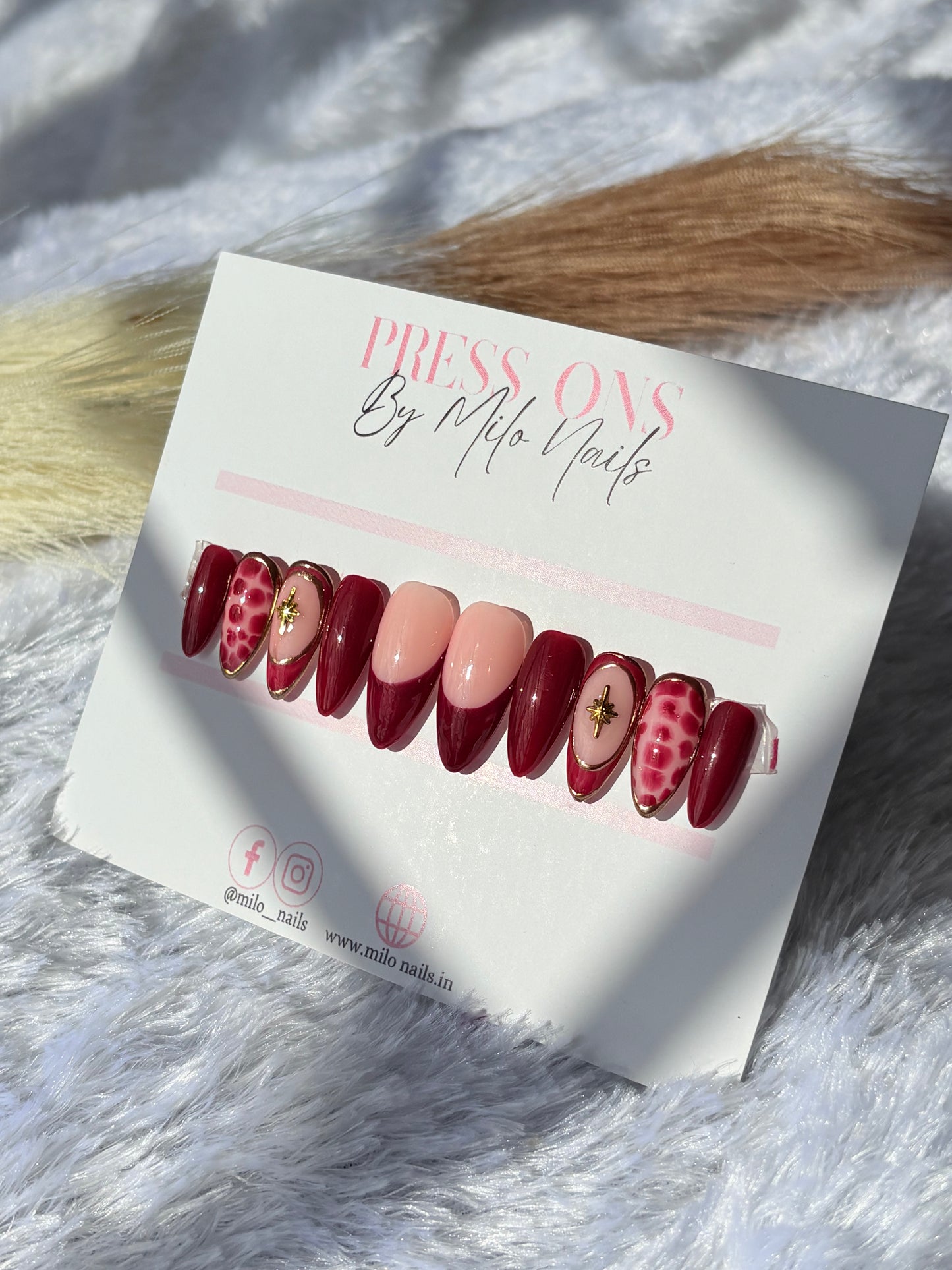 Maroon - chrome nails