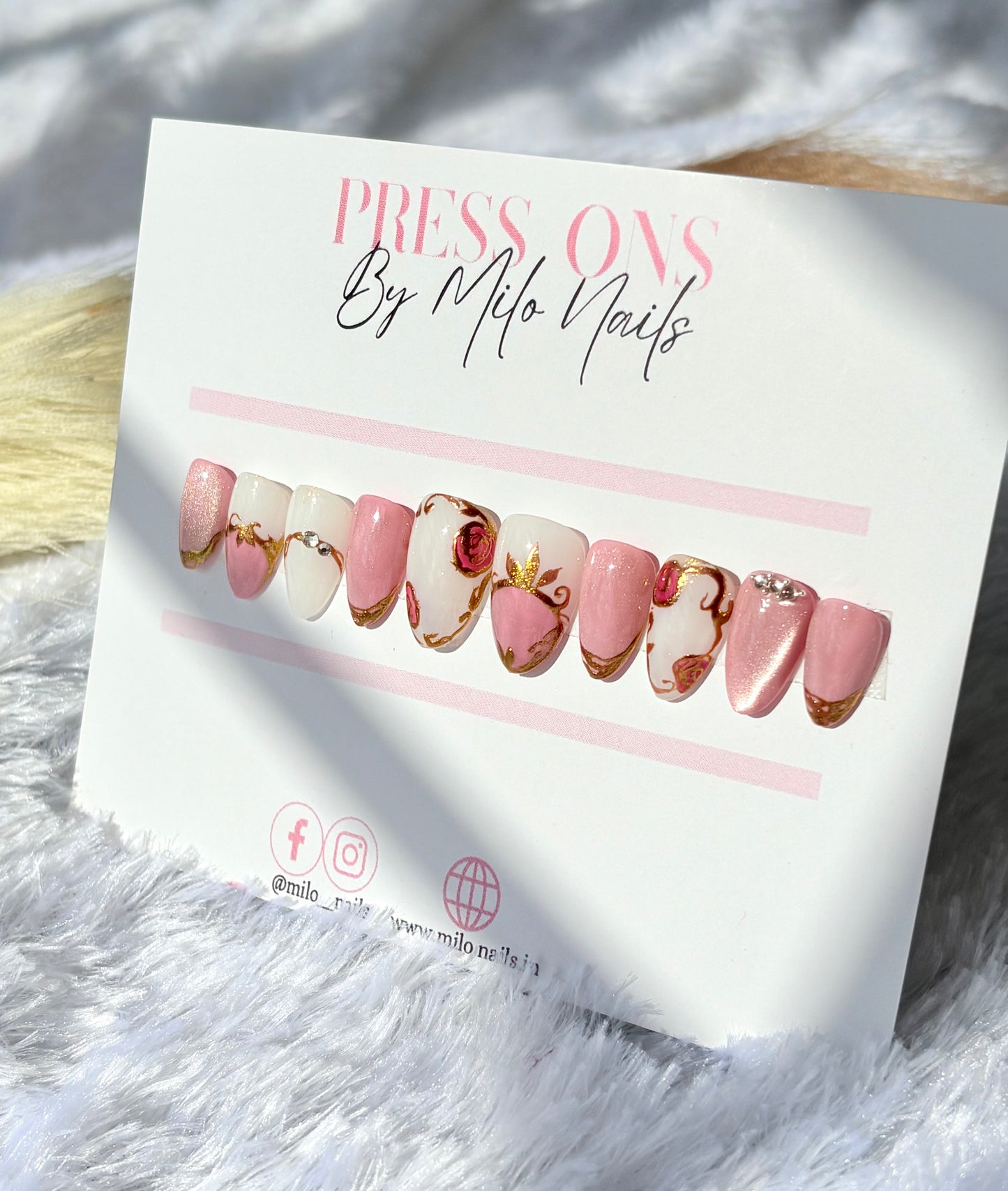 Pink rose nails