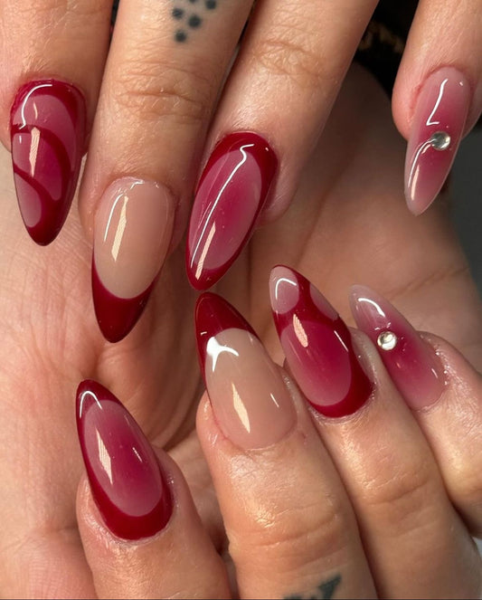 Maroon gel aura nail