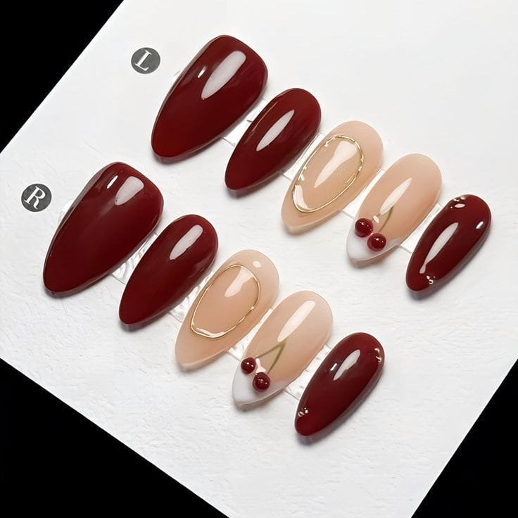 Cherry chrome nails