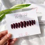 Maroon solid nails - Handmade Press Ons