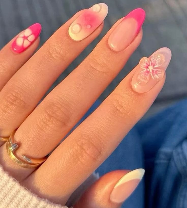 Summer pink nails - Handmade Press Ons