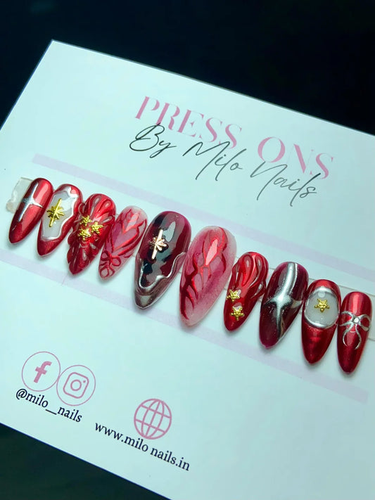 Red metallic nails
