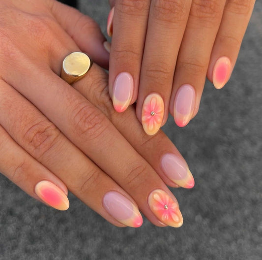 Embossed flower nails