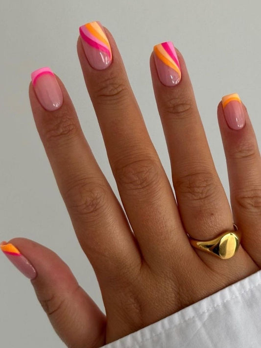 Pink orange nails