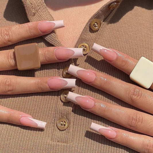 Baby pink french nails