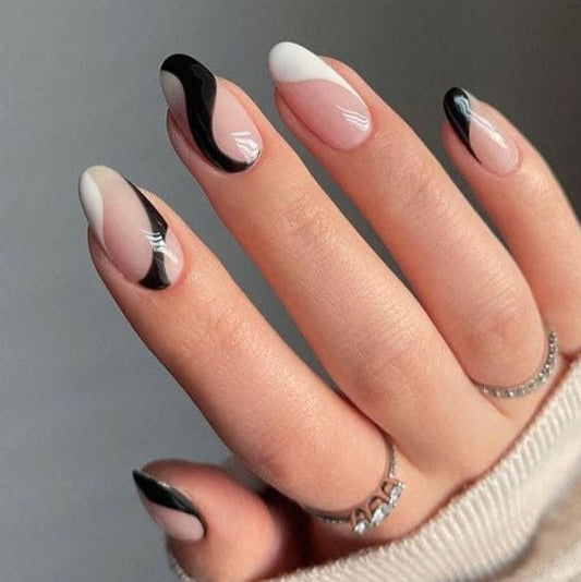 Black and white nails