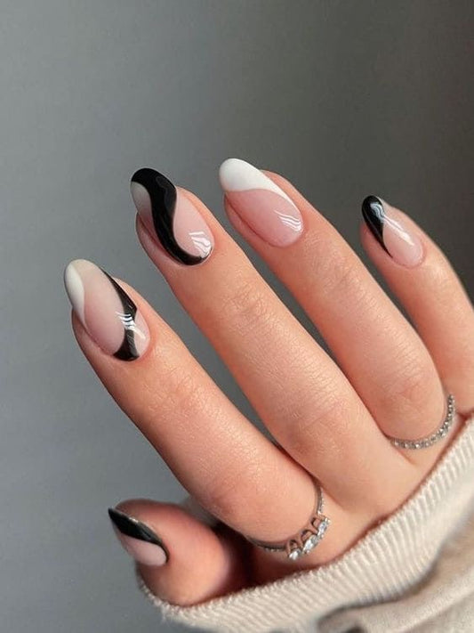 Black and white nails