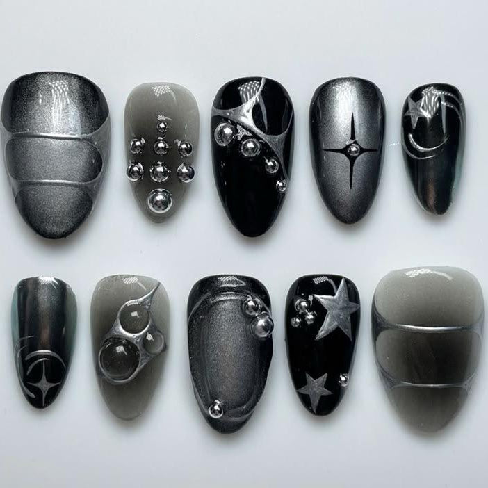 Black metallic nails