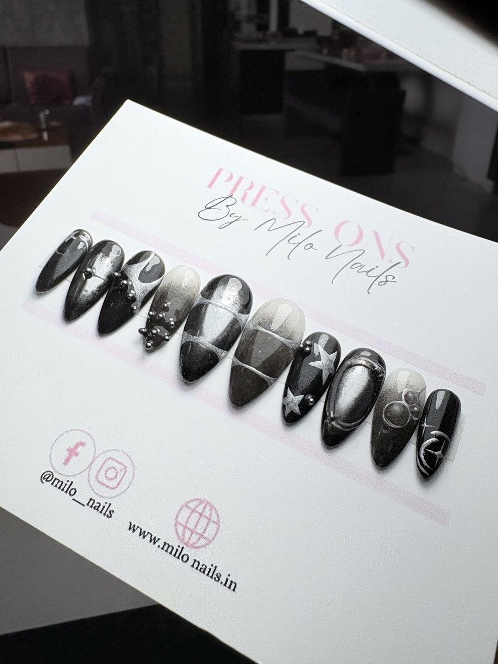 Black metallic nails