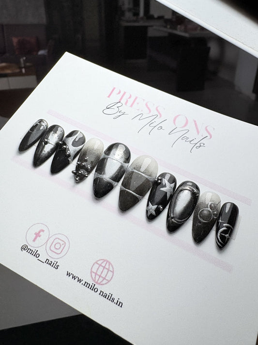 Black metallic nails