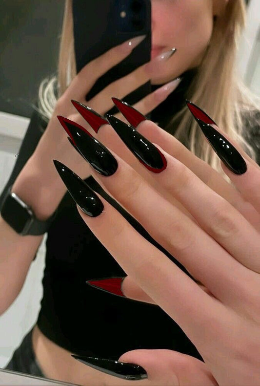 Black switch red nails