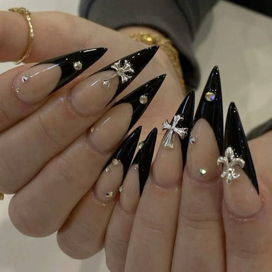 Black tips with cross