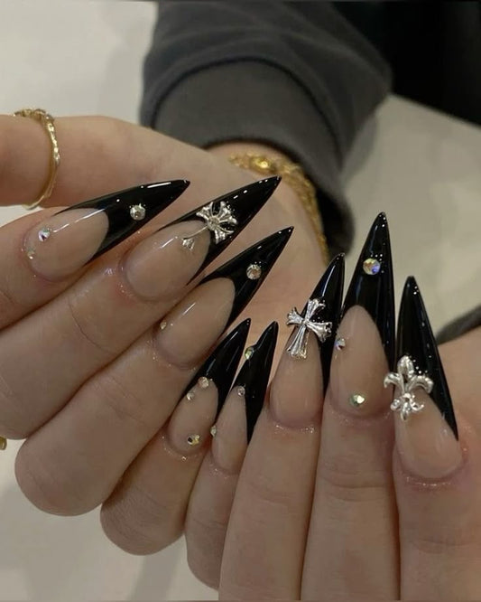 Black tips with cross