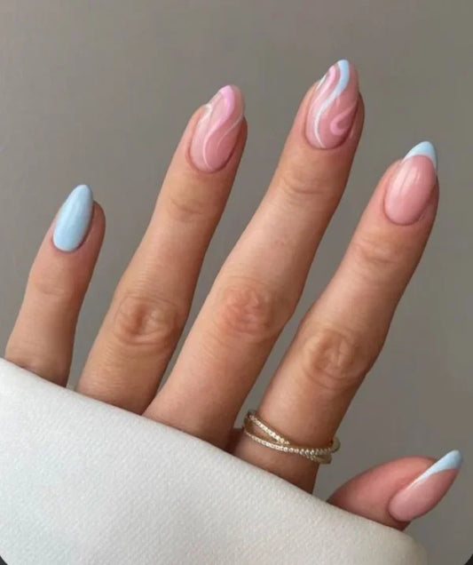 Blue and pink swirls