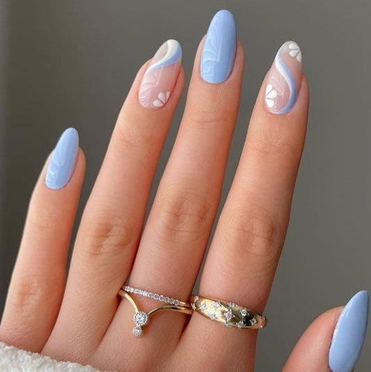 Blue floral nails
