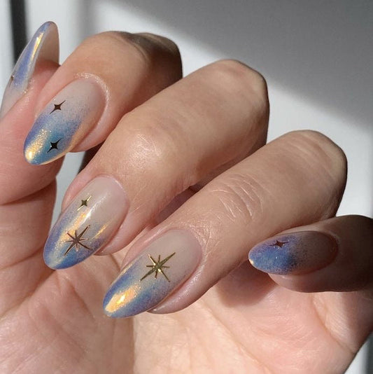 Blue ombre with metallic stars