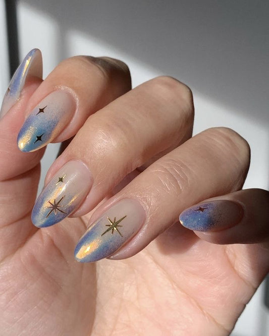 Blue ombre with metallic stars
